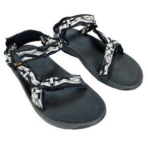 Teva Hurricane Sandals Unisex 5 Black Gray Soft Footbed Hook and Loop